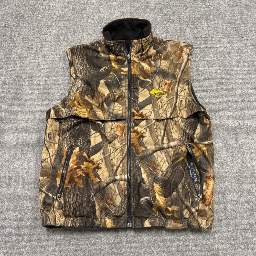 Drift Creek Vest Men's Large Camouflage Full Zip Polyester Outdoo Grizzly Tech